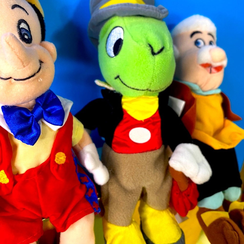 DISNEY EXCLUSIVE NWT VTG 90s PINOCCHIO GEPPETTO JIMINY CRICKET BEAN BAG PLUSH - Picture 9 of 15
